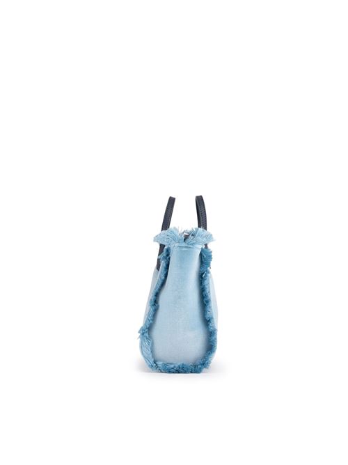 Borsa Vanity Mini in velluto con strass Azzurro Mc2 Saint Barth | VANITY MINI W01396G VELVET STRASS LOGO 31